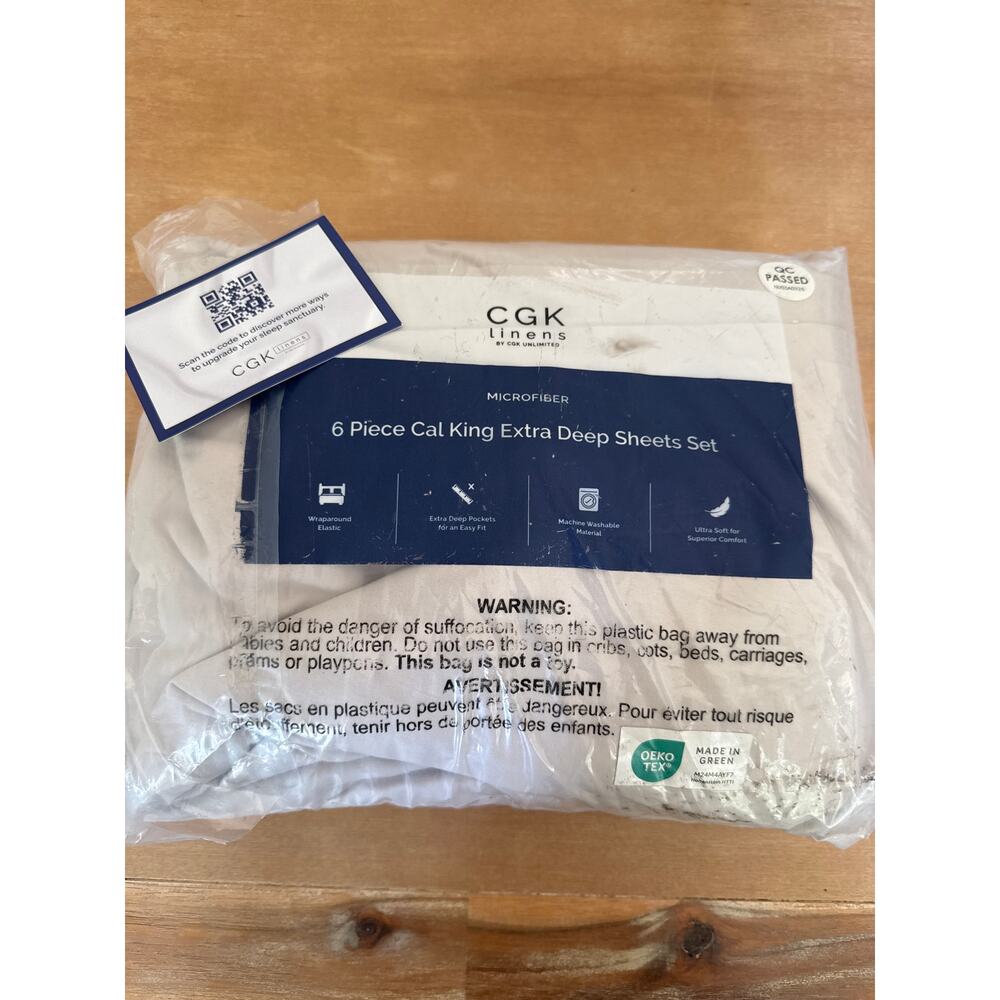 CGK Linens 6-Piece Extra Deep Pocket Microfiber California King Sheet Set White